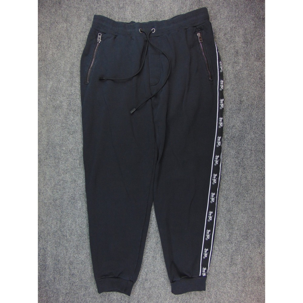 Coach Sweatpants‎ Mens 2XL Horse and Carriage Logo Tape Black Joggers Athleisure